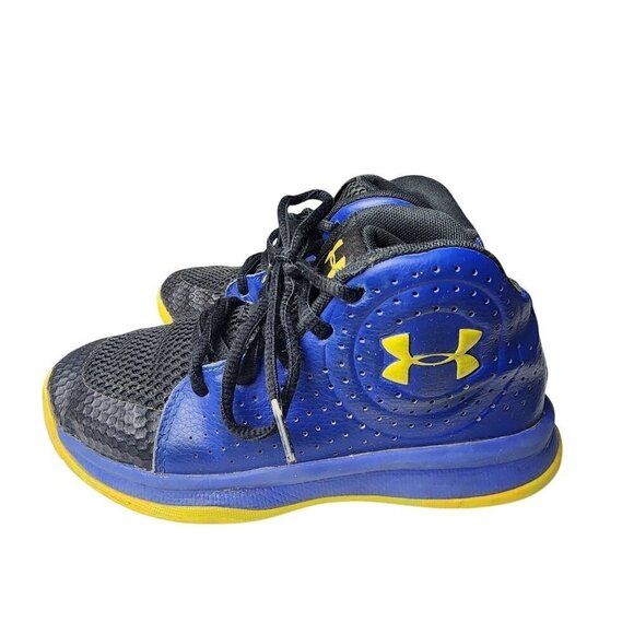 Under Armour Youth Boys Basketball Shoes Black/Blue Size 1 - Picture 4 of 9